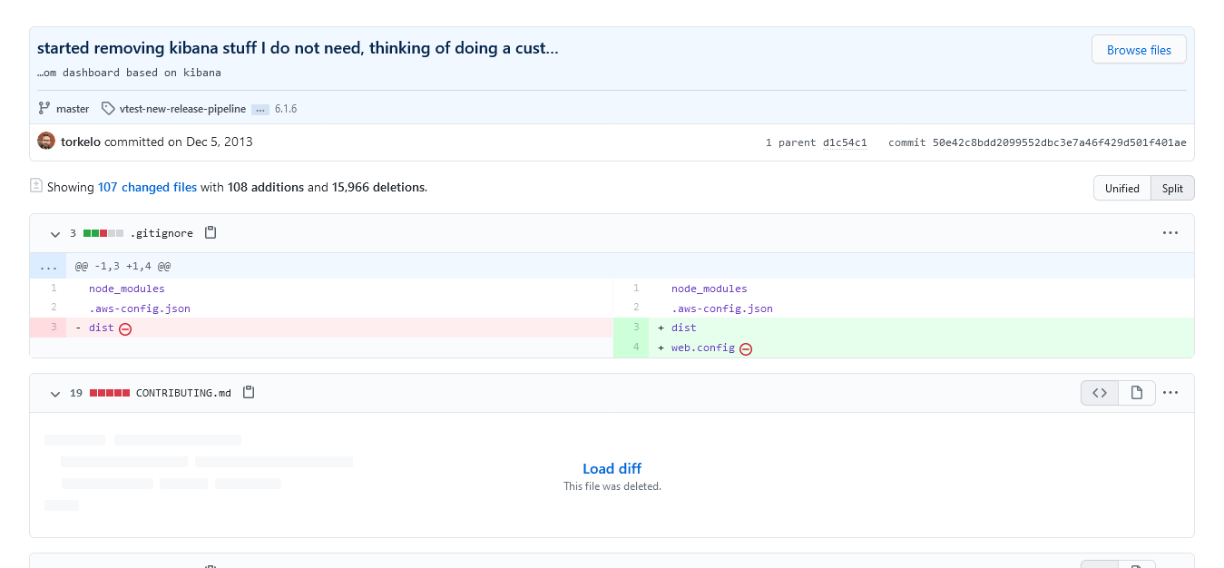 *Première contribution au projet Grafana dans GitHub en 2013.* Screenshot of first GitHub commit for Grafana project in 2013.