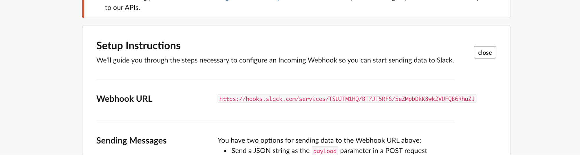 *Angezeigte Webhook-URL.* *Angezeigte Webhook-URL.*